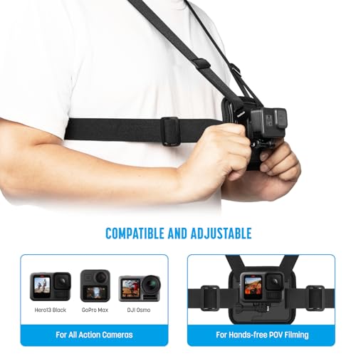 TesRock Chest Mount Harness Chest Strap Compatible with GoPro DJI Osmo AKASO Action Cameras, Comfortable and Stable Chesty for Go Pro Max Hero 13 12 11 10 9 8 7 6 5 Session - Image 4