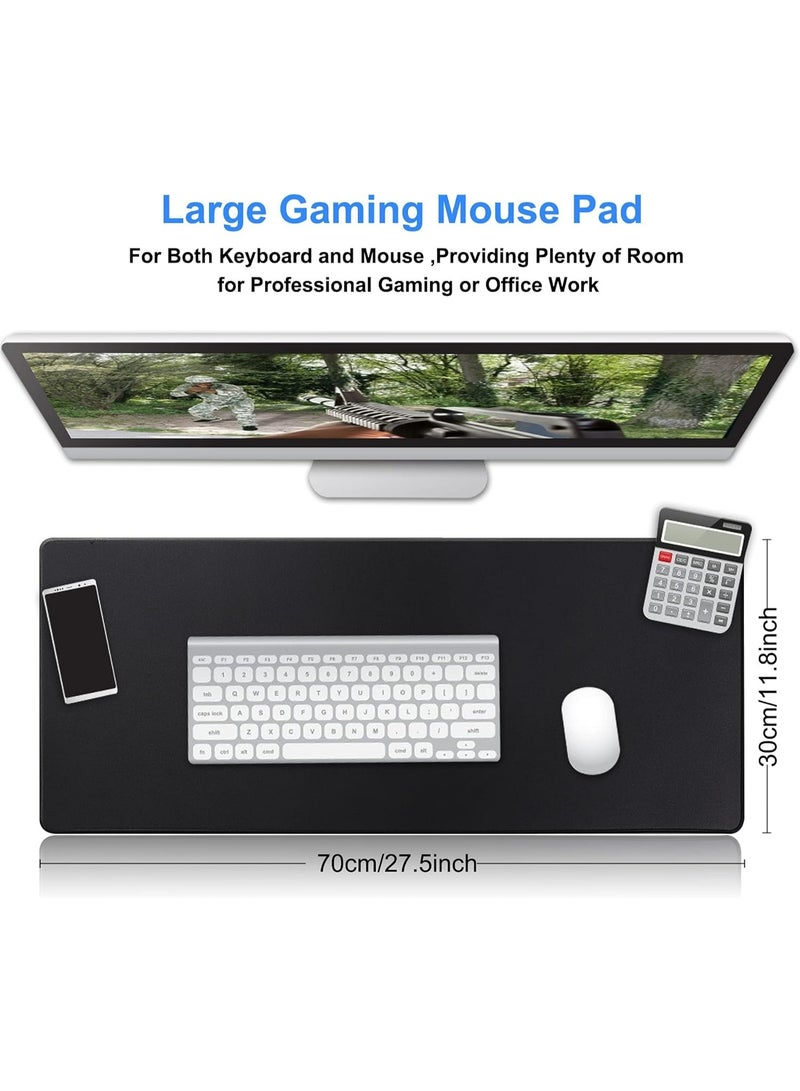 TKOOFN Large Gaming Mouse Pad 700x300 mm, Stitched Edges, Smooth Cloth Surface, Non-Slip Rubber Base, Waterproof Mousepad 3MM Thick - Black Plain - Image 2