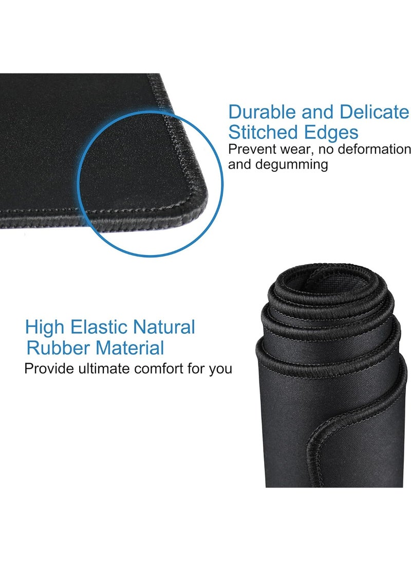 TKOOFN Large Gaming Mouse Pad 700x300 mm, Stitched Edges, Smooth Cloth Surface, Non-Slip Rubber Base, Waterproof Mousepad 3MM Thick - Black Plain - Image 4