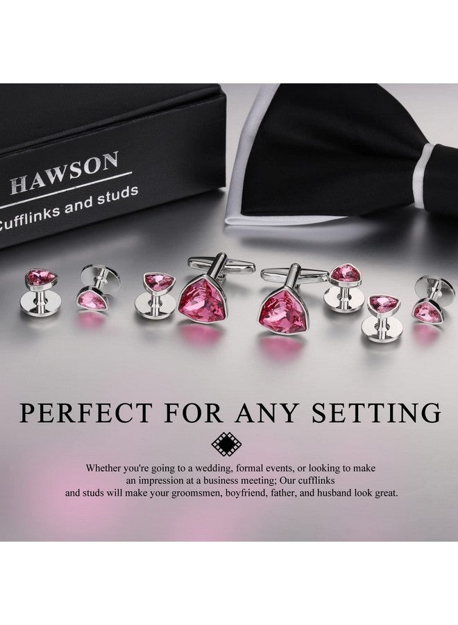 HAWSON Swarovski Crystal Cuff Links And Tuxedo Studs For Men In Gift Box, Birthday Christmas Valentines Day Gifts, Mens Jewelry Or Accessories For Wedding Party - Image 2