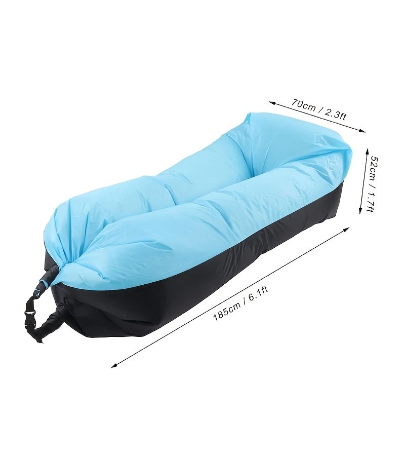 Green Inflatable Lounger with Headrest for Camping Beach Picnic Outdoor - Image 3