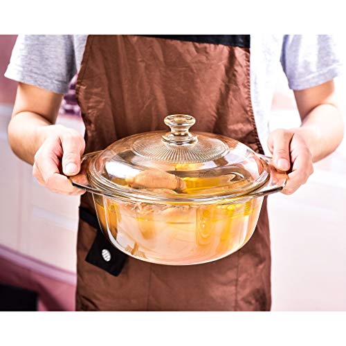 ARUZEN -1 Liter - Glass Casserole Deep Round - Oven and Microwave Safe Serving Bowl with Glass Lid 1000 ML - Image 3