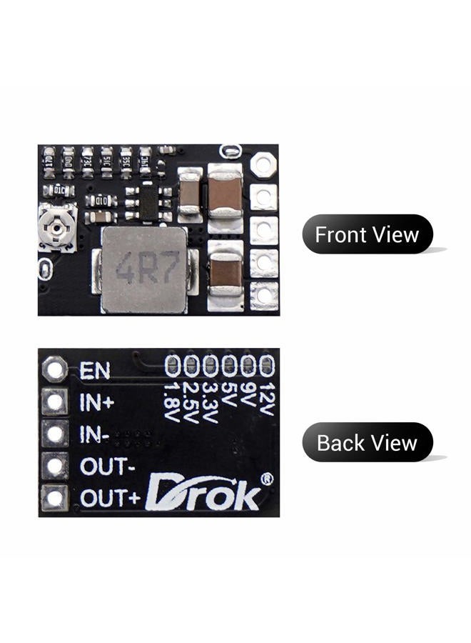 DROK DC Buck Converter, 6pcs Mini Voltage Regulator DC 4.5-20V 12V 9V Step Down to 5V Reducer Board 3A 10W Fixed Adjustable Volt Output Step-Down Transformer Power Supply Stabilizer Module - Image 2