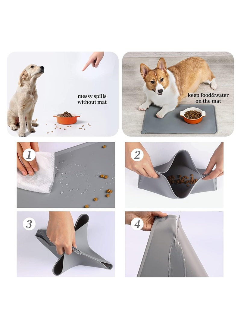 Dubkart Pet Food Mat,Pet Silicone Bowl Mat,Pet Feeding Mat,Waterproof Dog Cat Mat Pet Placemat Premium Silicone FDA Grade Non-stick Non Slip Anti Spill Easy Clean - Image 2