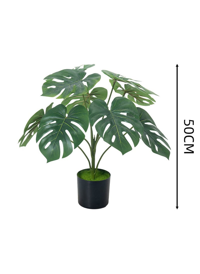 Generic WELLNEST Artificial Potted Small Monstera Plant (Swiss Cheese Plant) with 9 Leaves, Real Touch Faux Plant for Indoor Decoration, Floor-standing Greenery, Luxury Decorative Green Plant, Nordic Style Home Decor, Aesthetic Living  - Image 1