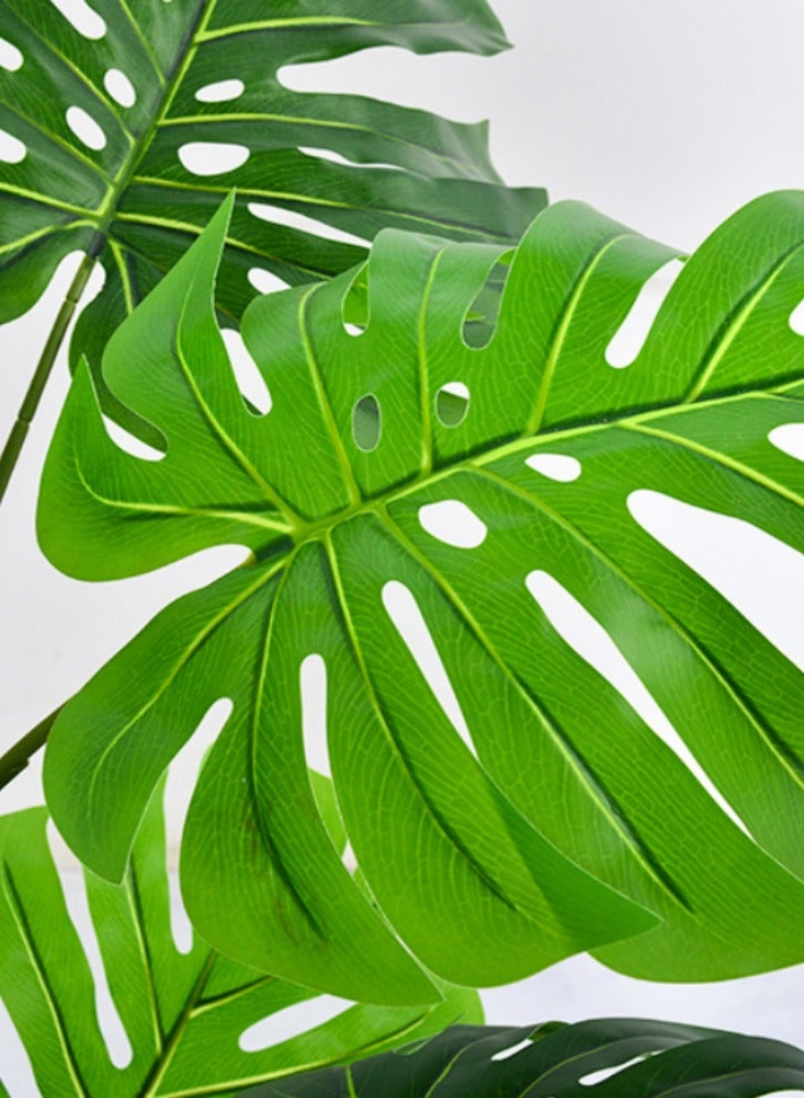 Generic WELLNEST Artificial Potted Small Monstera Plant (Swiss Cheese Plant) with 9 Leaves, Real Touch Faux Plant for Indoor Decoration, Floor-standing Greenery, Luxury Decorative Green Plant, Nordic Style Home Decor, Aesthetic Living  - Image 2