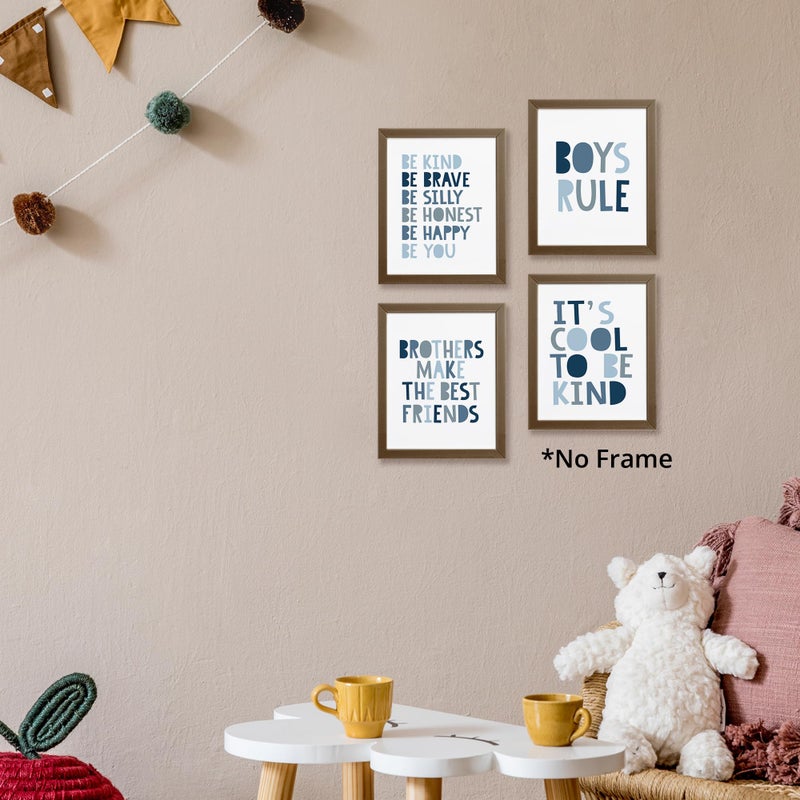 AEHIE Brothers Make The Best Friends Boys Rules Affirmations Poster Prints for Home Boys Room Playroom Nursery Classroom Decor Boho Navy Blue Colors Decorations Prints Wall Art Unframed 4pcs 8x10 Inches - Image 4