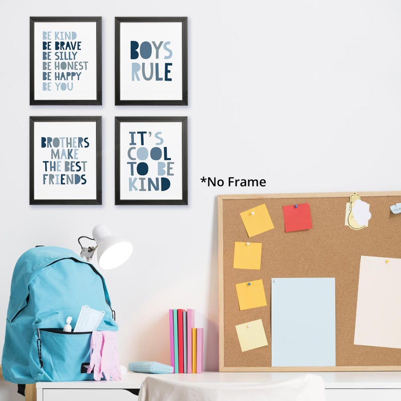 AEHIE Brothers Make The Best Friends Boys Rules Affirmations Poster Prints for Home Boys Room Playroom Nursery Classroom Decor Boho Navy Blue Colors Decorations Prints Wall Art Unframed 4pcs 8x10 Inches - Image 5