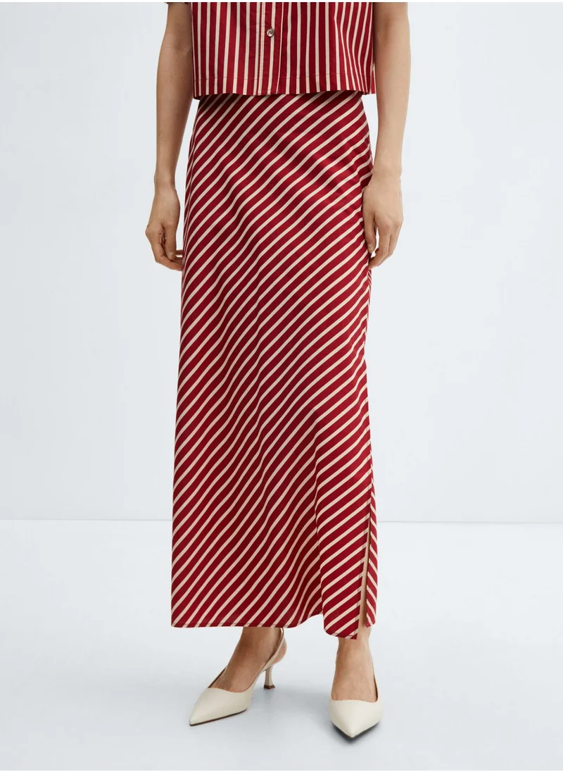 MANGO Striped High Waist Skirt