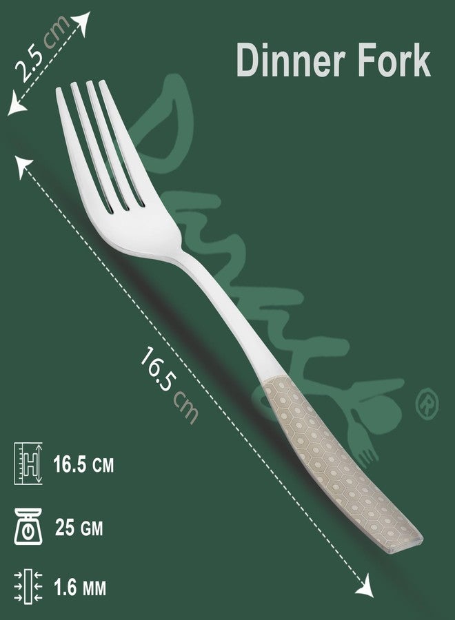 Parage 6 Pieces Stainless Steel Premium Dinner Fork Set for Home & Kitchen, 16.5 cm Long, Luxury Dining Tableware Laser Cutlery Set Gift, Silver, Dazzle Design - Image 4