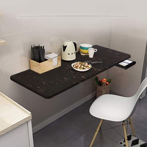 QARA 16X40 inches Wooden Wall Mounted Folding Study Table| Wall Mount Table Foldable Laptop Desk for Home and Office Comp| Belgium Black - Image 3