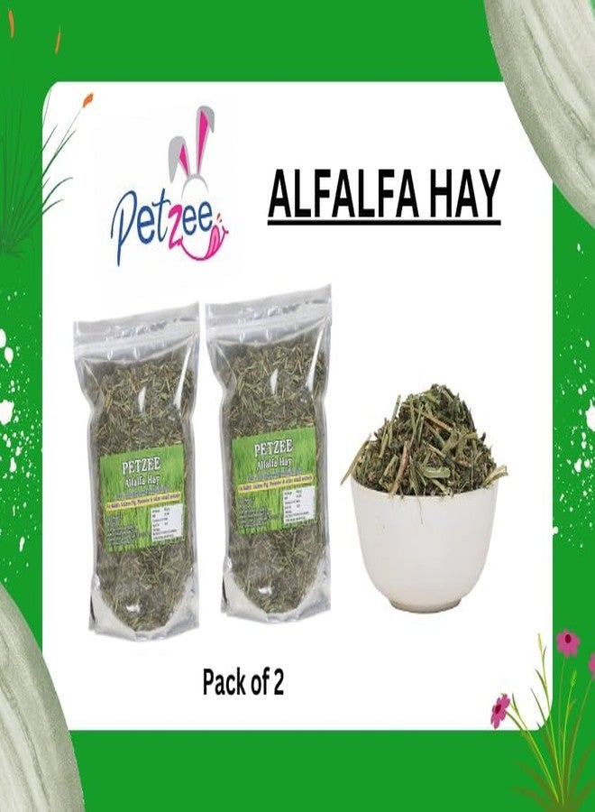 PETZEE تبن البرسيم من بيتزي، غذاء للأرانب، وخنازير غينيا، والهامستر، وغيرها من الحيوانات الصغيرة (400 غرام) - عبوة واحدة - Image 2