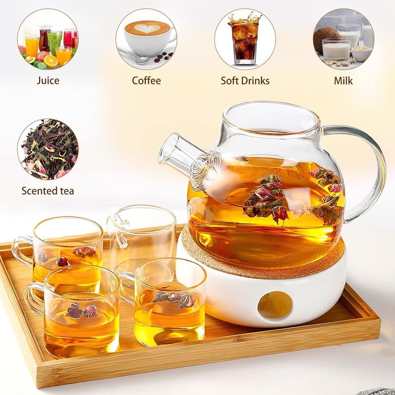 YZM YZM Italian Premium 1000 ml Glass Water Jug, Glass Jug with Airtight Wooden Lid and Strainer, Borosilicate Glass, Pack of (1)  - Image 4