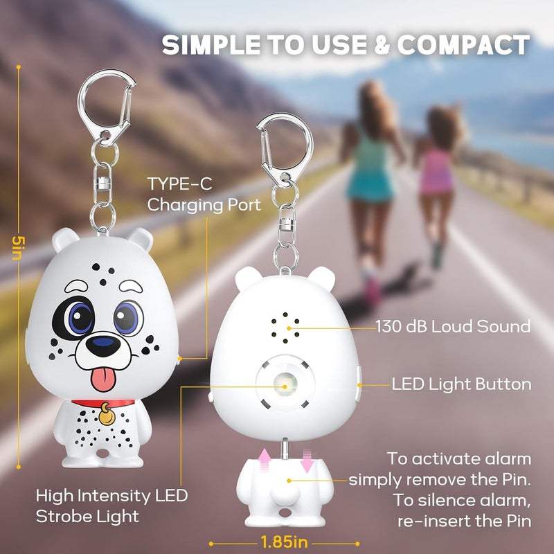 VIGOROAD Personal Safety Alarm for Women – Rechargeable Personal Alarm for Women Kids and Elders – 130dB Loud Siren – Strobe Light – Low Battery Notice – Safety Siren Keychain - Image 5