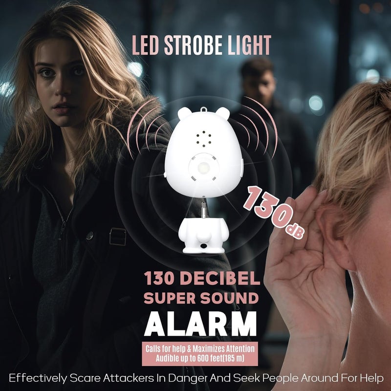 VIGOROAD Personal Safety Alarm for Women – Rechargeable Personal Alarm for Women Kids and Elders – 130dB Loud Siren – Strobe Light – Low Battery Notice – Safety Siren Keychain - Image 2