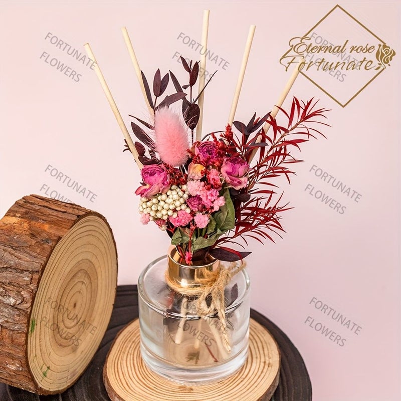 Aromatherapy Type B Dried Flower Diffuser Stick Set with Eucalyptus Baby Breath Rose Unscented Botanical Refillable Home Wedding Favors Cafes - Image 3
