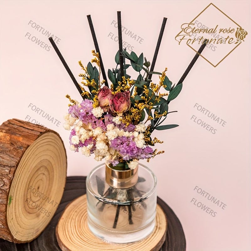 Aromatherapy Type B Dried Flower Diffuser Stick Set with Eucalyptus Baby Breath Rose Unscented Botanical Refillable Home Wedding Favors Cafes - Image 1
