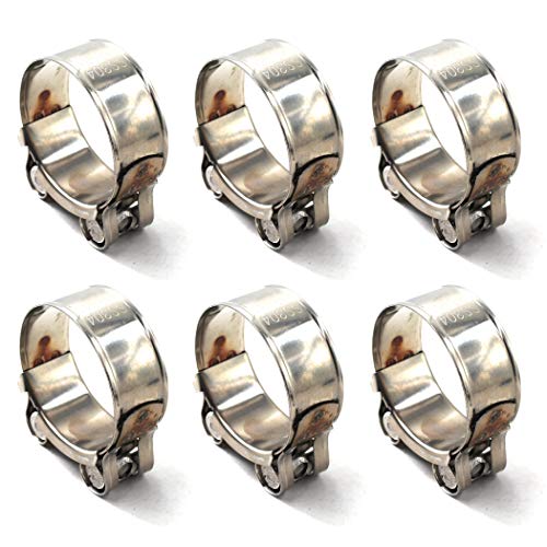 Flomore 23-25mm T-Bolt Clamp 304 Stainless Steel Pipe Clamp Heavy Duty Hose Clamp (Pack of 6) - Image 1