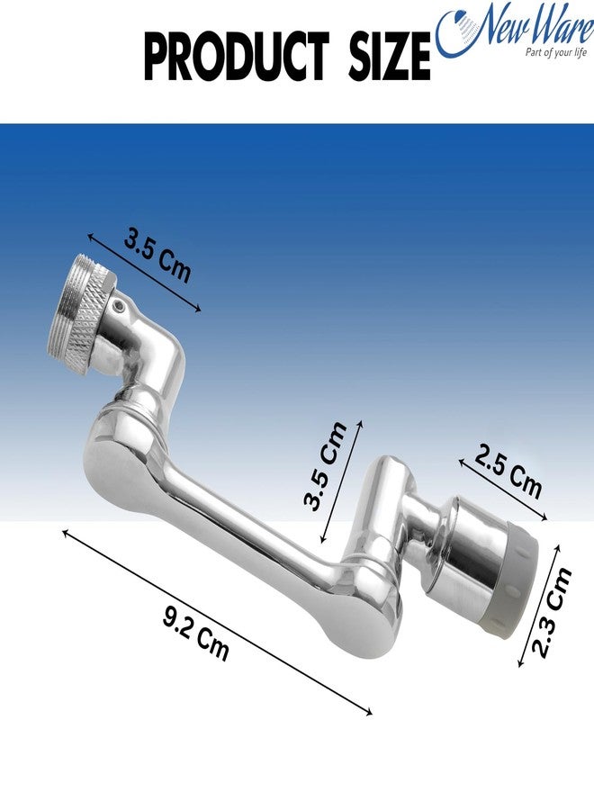 New Ware® CP Brass 1080° Rotational Robot Arm Swivel Spout Faucet Extender Folding Aerator| Male-Female Large Angle Water Nozzle Adapter for Hot & Cold Kitchen Sink Faucet Tap & Wash Basin Tap - Image 2