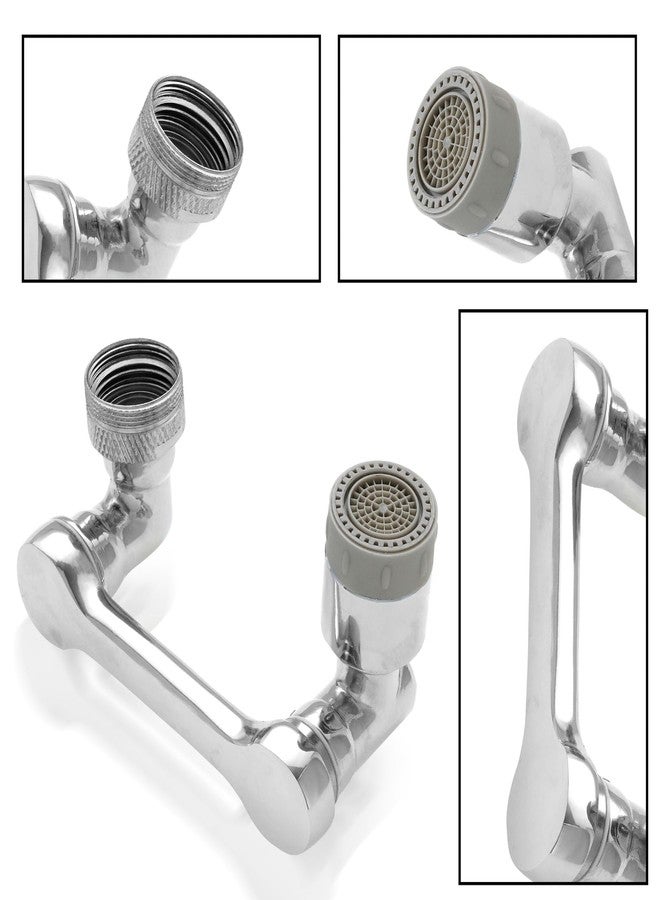 New Ware® CP Brass 1080° Rotational Robot Arm Swivel Spout Faucet Extender Folding Aerator| Male-Female Large Angle Water Nozzle Adapter for Hot & Cold Kitchen Sink Faucet Tap & Wash Basin Tap - Image 3