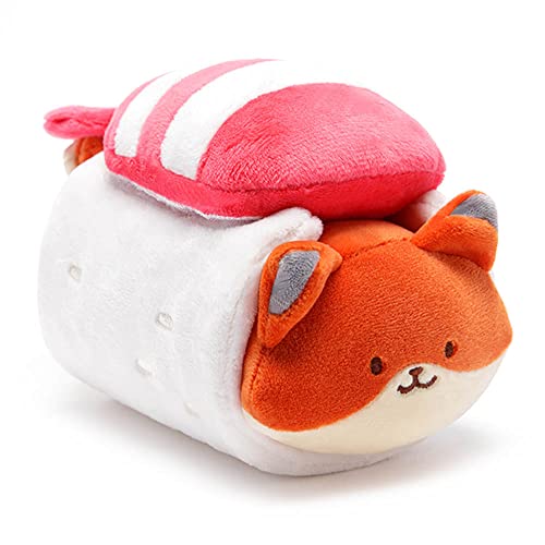 Anirollz Foxiroll Plush in Shrimp Sushi Outfitz Kawaii Fox Stuffed Animal with Removable Costume Cute 6 Squishy Plush Toy Gift for Girls Kids - Image 1