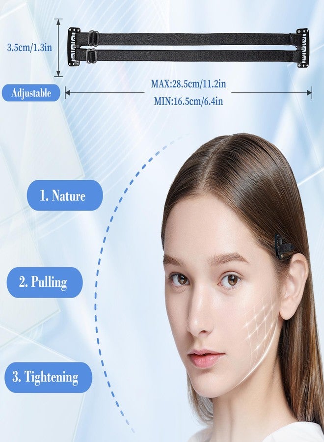 EKIND Reusable Face Lifting Band with Clips Patch Straps Adjustable Hairpin Invisible Facial Contour Belt for Facial Wrinkles Saggy Skin(Dual Strap,Black) - Image 2