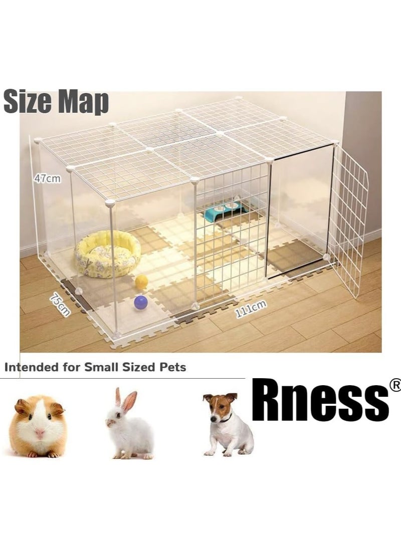 Generic Pet Playpen with Top Cover, Portable Yard Fence with Door for Small Animals, Guinea Pigs, Rabbits,Dog Cage,Cat Cage, Dog Fence,White,16 panels,43.7 * 29.5 inches  - Image 2