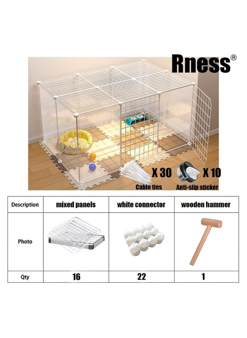 Generic Pet Playpen with Top Cover, Portable Yard Fence with Door for Small Animals, Guinea Pigs, Rabbits,Dog Cage,Cat Cage, Dog Fence,White,16 panels,43.7 * 29.5 inches  - Image 5