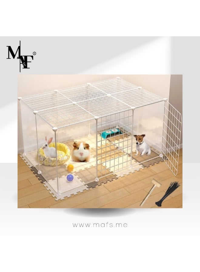 M.A&F's Pet Playpen with Top Cover, Portable Yard Fence with Door for Small Animals, Guinea Pigs, Rabbits,Dog Cage,Cat Cage, Dog Fence,White,16 panels,43.7 * 29.5 inches - Image 1
