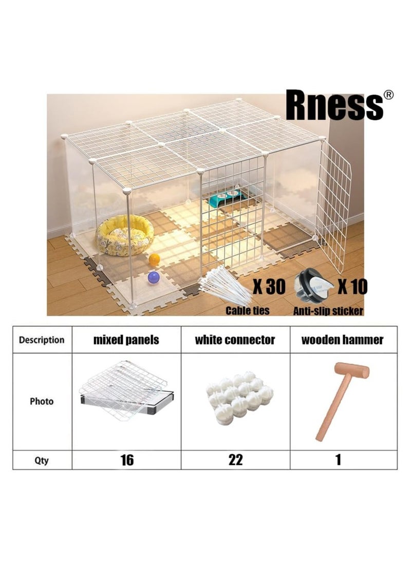 M.A&F's Pet Playpen with Top Cover, Portable Yard Fence with Door for Small Animals, Guinea Pigs, Rabbits,Dog Cage,Cat Cage, Dog Fence,White,16 panels,43.7 * 29.5 inches - Image 5