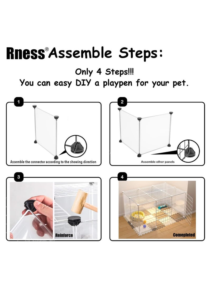 M.A&F's Pet Playpen with Top Cover, Portable Yard Fence with Door for Small Animals, Guinea Pigs, Rabbits,Dog Cage,Cat Cage, Dog Fence,White,16 panels,43.7 * 29.5 inches - Image 4