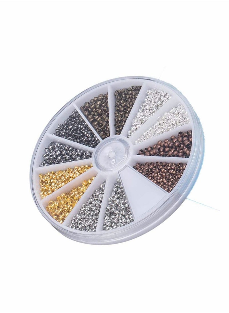CharmCollection 2250 Pieces Tube Crimp Beads 2 mm 2.5 mm Mixed Bracelet Loose Beads Spacer Jewelry Making Ends Caps, 6 Colors  - Image 3