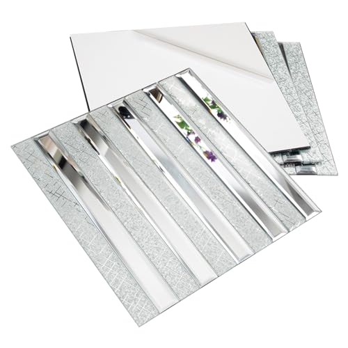 Lovdeco Peel and Stick Mirror Strip Tile, 1.2 x 12 Inches Mirror Tiles for Kitchen Backsplash and Bathroom Wall (5 Pieces, 5 SQ.FT.) - Image 1