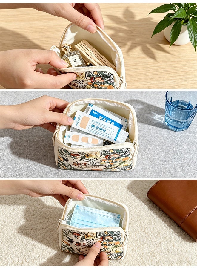 Quantum 2 Pcs Sanitary Napkin Waterproof Storage Bag - Floral Print Sanitary Napkin Storage Bag - Tampon Organizer Pouch Multi-Use Storage for Napkin Cosmetics Earphones and Small Accessories - Image 4