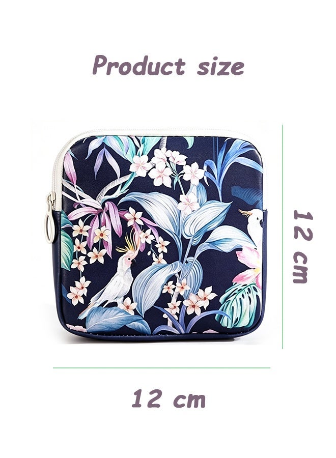 Quantum 2 Pcs Sanitary Napkin Waterproof Storage Bag - Floral Print Sanitary Napkin Storage Bag - Tampon Organizer Pouch Multi-Use Storage for Napkin Cosmetics Earphones and Small Accessories - Image 2