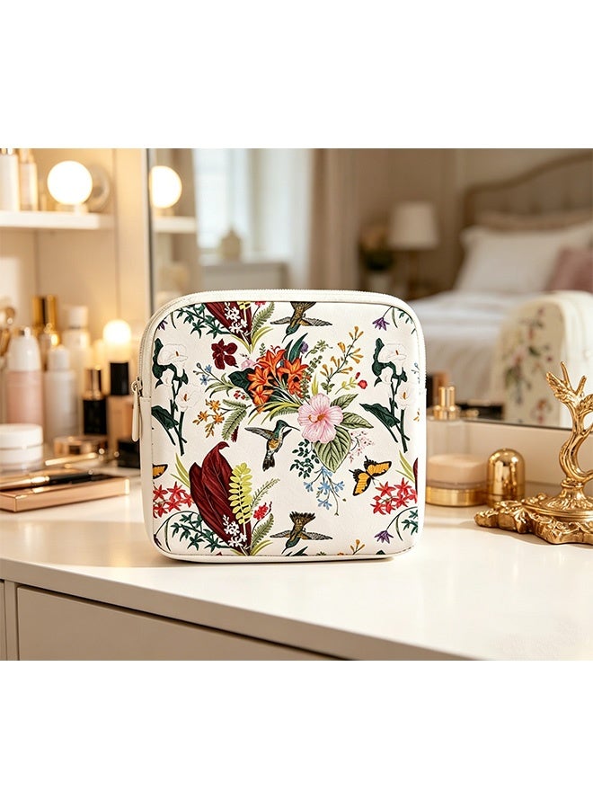 Quantum 2 Pcs Sanitary Napkin Waterproof Storage Bag - Floral Print Sanitary Napkin Storage Bag - Tampon Organizer Pouch Multi-Use Storage for Napkin Cosmetics Earphones and Small Accessories - Image 5