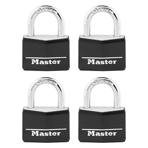 Master Lock 141Q Covered Aluminum Keyed Padlock 4 Pack Black
