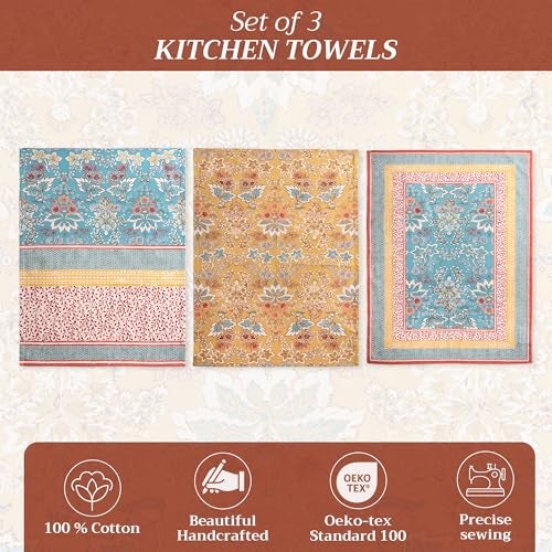 Maison d' Hermine Kitchen Towels Set of 3 100% Cotton 27.50" x 20" Reusable Cloth Tea Dish Towels Absorbent with Hanging Loop for Kitchen, Home, Dining, Cocktail Parties Spring/Summer (Marquise) - Image 2
