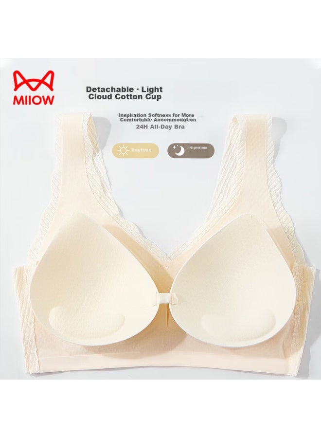 MIIOW Miiow Women's Bra, Vest-style, Seamless, Wireless, Sexy, Push-up For Small Breasts, Thin, Beautiful Back, One-piece Brassiere, Off-white, Xl - Image 4