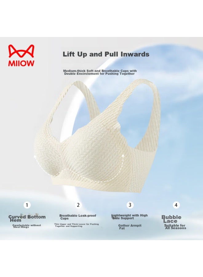 MIIOW Miiow Women's Bra, Vest-style, Seamless, Wireless, Sexy, Push-up For Small Breasts, Thin, Beautiful Back, One-piece Brassiere, Off-white, Xl - Image 2