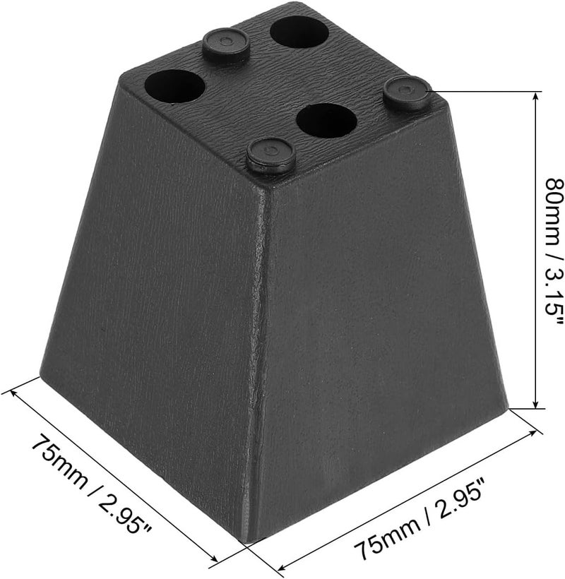 QZibeva Pack 4 Piece 3 Inch 75 cm Plastic Furniture Legs Couch Feet Round Table Legs Black PLC10 - Image 3