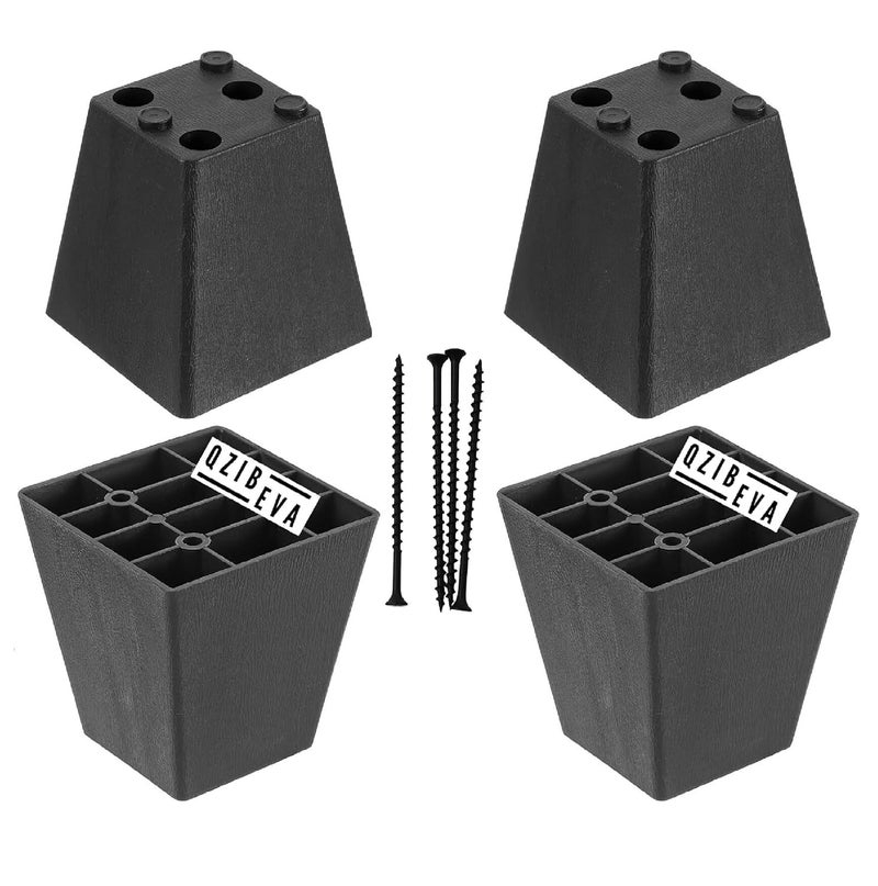 QZibeva Pack 4 Piece 3 Inch 75 cm Plastic Furniture Legs Couch Feet Round Table Legs Black PLC10 - Image 1