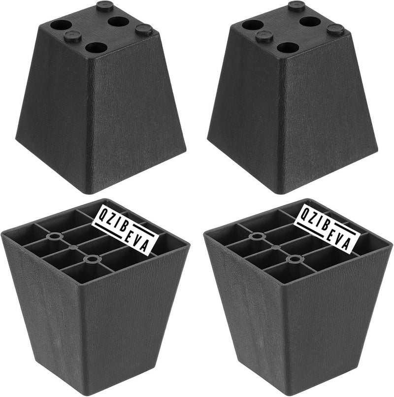 QZibeva Pack 4 Piece 3 Inch 75 cm Plastic Furniture Legs Couch Feet Round Table Legs Black PLC10 - Image 2