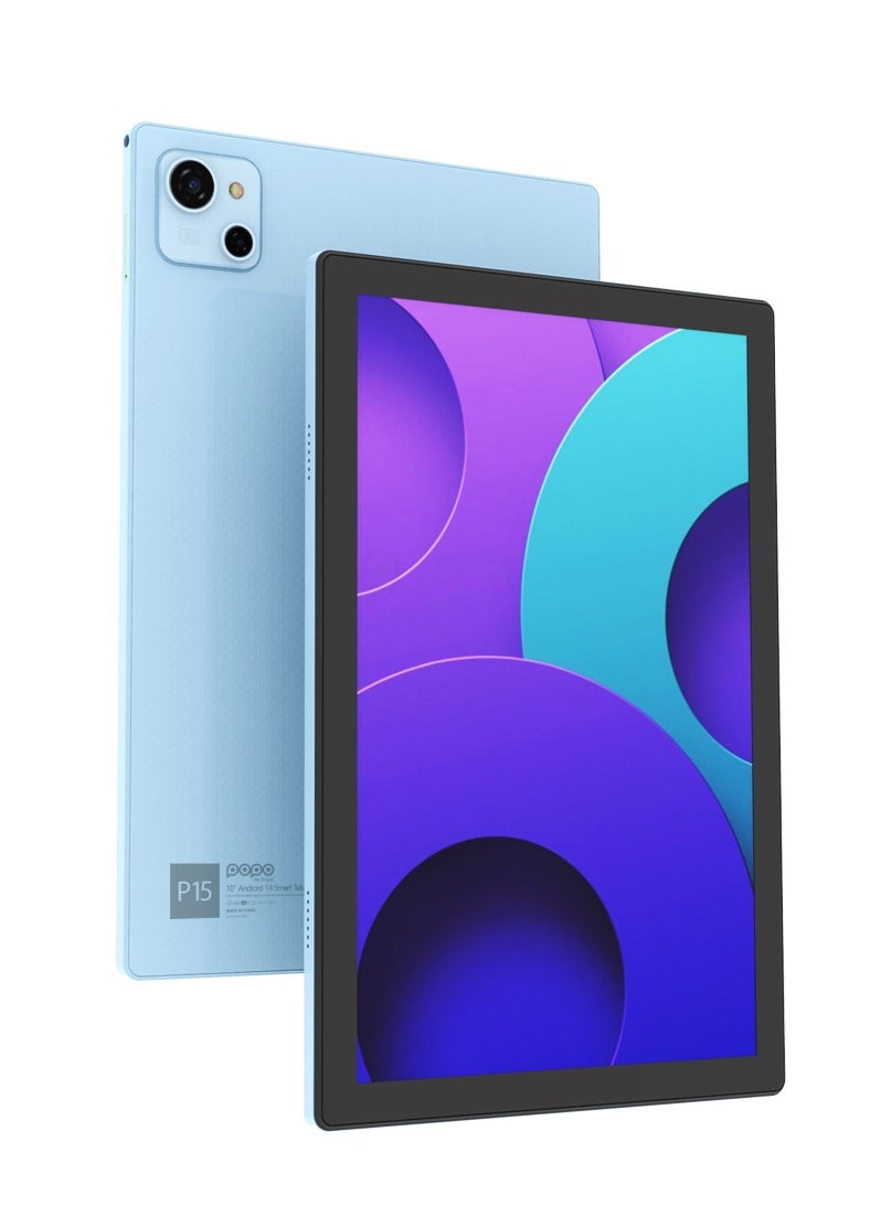 بوبو - تابلت ذكي P15 5G IPS LCD Premium يعمل بنظام Android مقاس 10 بوصات وذاكرة وصول عشوائي سعتها 8 جيجابايت وذاكرة قراءة فقط 512 جيجابايت أزرق - Image 1