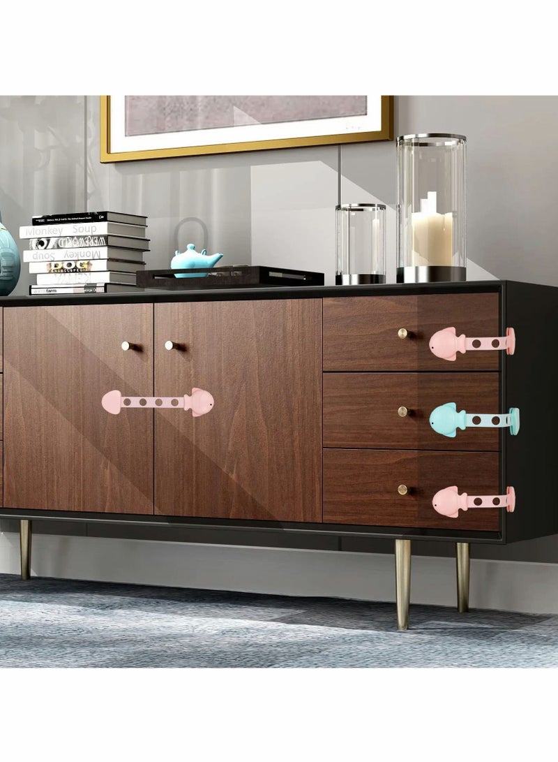 Excefore Adjustable Strap, Fish Style Child Proof Locks for Cabinet Doors, Child Proof Cabinet Latches, Child Safety Cabinet Locks Safety Strap Locks for Fridge, Cabinets, Drawers, Dishwasher,  6 Pack - Image 2