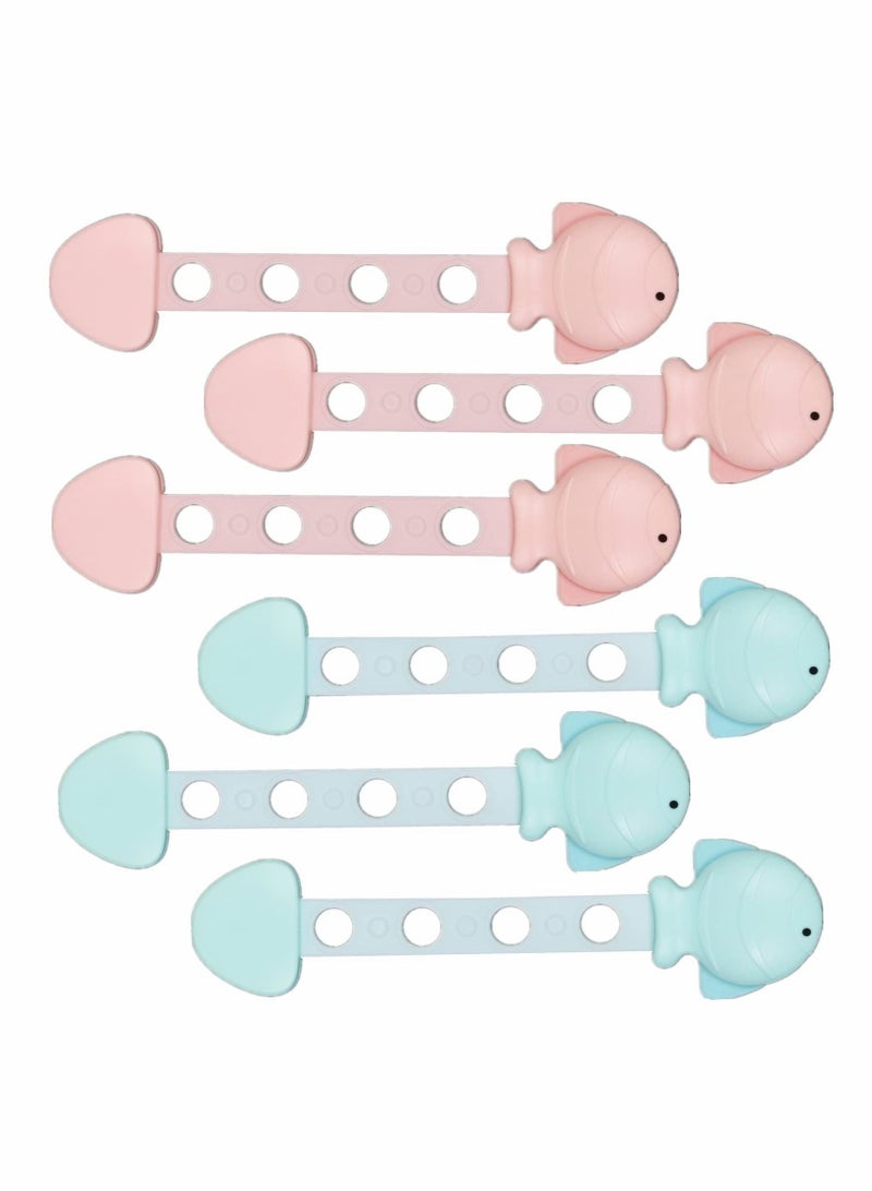 Excefore Adjustable Strap, Fish Style Child Proof Locks for Cabinet Doors, Child Proof Cabinet Latches, Child Safety Cabinet Locks Safety Strap Locks for Fridge, Cabinets, Drawers, Dishwasher,  6 Pack - Image 1