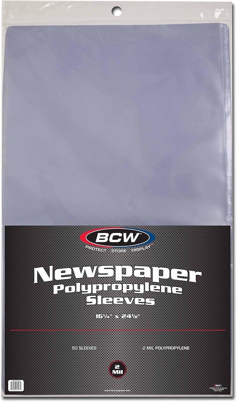 BCW Newspaper 2mil Polypropylene Sleeves 16 X 24  50Sleeves per pack  1Pack
