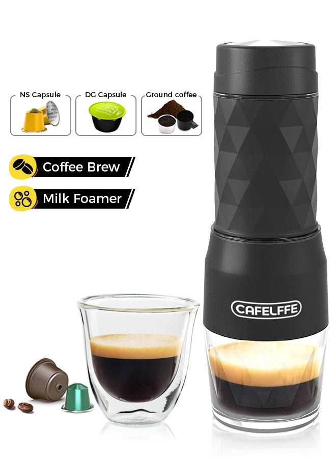 Cafelffe 3 In 1 Portable Espresso Maker Handy Capsule Coffee Maker Manual Mini Espresso Machine Fit For Capsule and Ground Coffee For Travel Camping Hiking Office Home  - Image 1