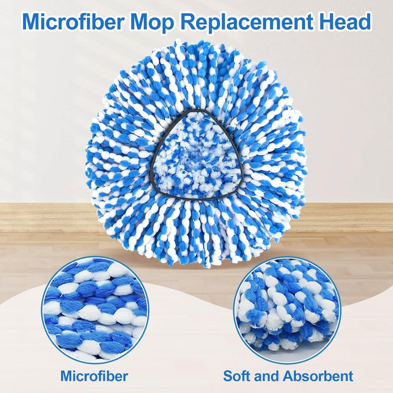 Heuihm 6 Pack Mop Heads Replacements for Ocedar RinseClean 2-Tank System, Spin Mop Replacement Head for O Cedar, Includes 4 Microfibe mop Refills, 1 Upgrade Scrubber Mopping Head and 1 Mops Base for Cleaning - Image 3