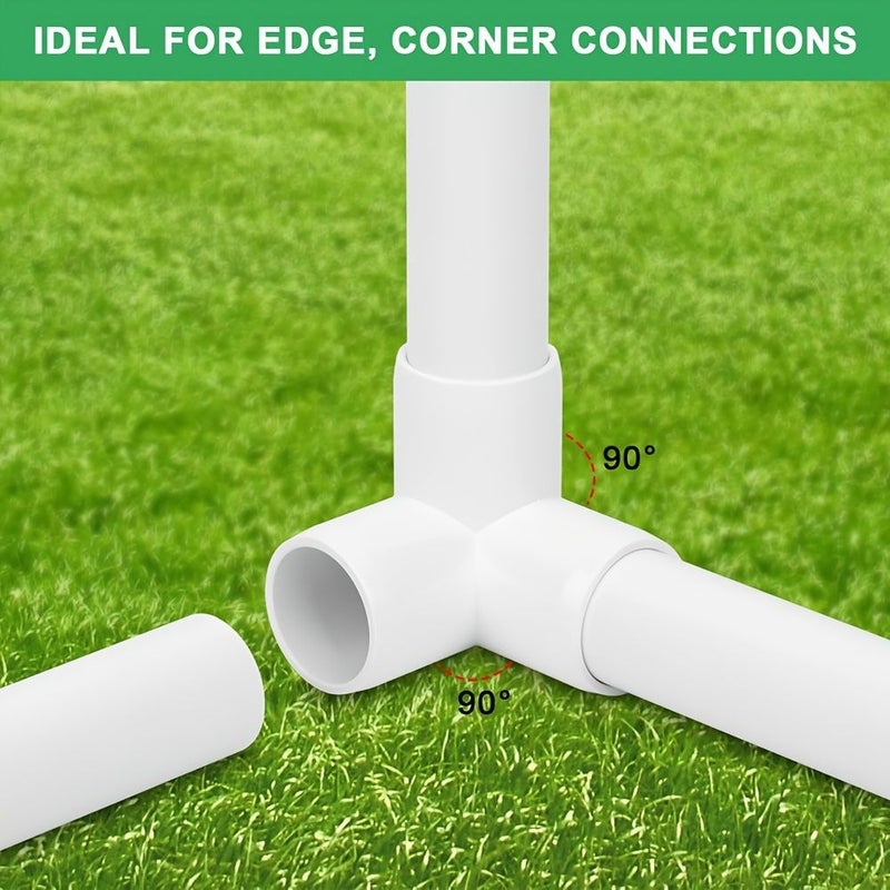 12 قطعة من موصلات أنابيب PVC بقطر 3/4 إنش على شكل حرف T، تستخدم في مشاريع DIY للإطارات الداعمة للحدائق، والبيوت الزجاجية، والخيام. - Image 3